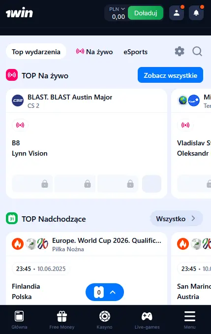 Zakłady sportowe w aplikacji 1Win Zakłady sportowe w aplikacji 1Win